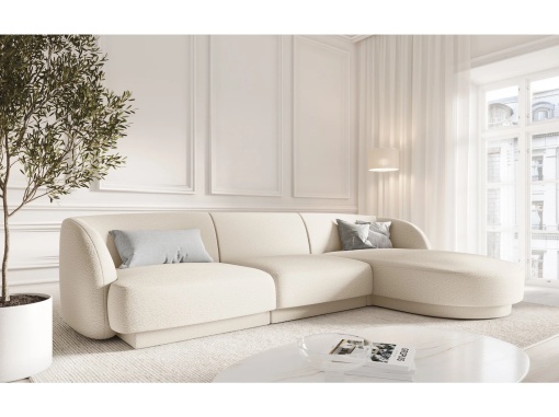 COLTAR MILEY DREAPTA, 4 LOCURI, 255 CM, BEJ DESCHIS 22, TAPITERIE BOUCLE, DESIGN DEOSEBIT
