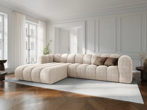 COLTAR MODULAR LUPIN, STANGA, 4 LOCURI, 288 CM, BEJ DESCHIS 23, TAPITERIE CHENILLE, DESIGN DEOSEBIT