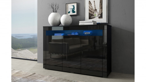 COMODA NEAGRA CU LED SI TELECOMANDA SOFIA - DESIGN MODERN