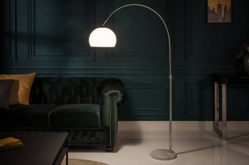 LAMPADAR BIG BOW ALB/ARGINTIU 135/157 CM COD 40770 DESIGN MODERN