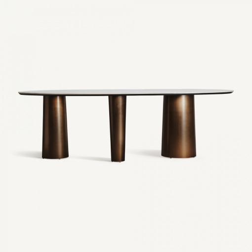 MASA DINING LAGGAN, MARO/ALB, REF. 33511, PRELUCRATA MANUAL, CONFECTIONATA DIN METAL SI MARMURA SINTETICA, STIL MODERN