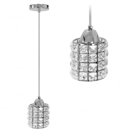 PENDUL CRYSTAL SILVER APP727-1CP, 85X10, ARGINTIU, DIN METAL SI STICLA, STIL MODERN, TU