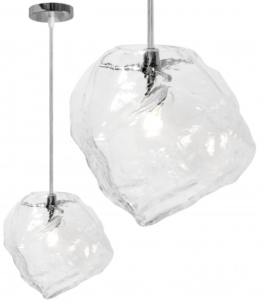 PENDUL ICE APP319-1CP, 14x15x90 cm, ARGINTIU/TRANSPARENT, DIN STICLA SI METAL, STIL MODERN, TU