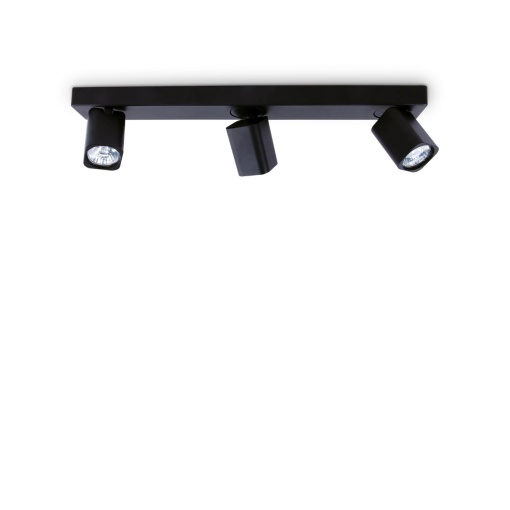 PLAFONIERA RUDY PL3 SQUARE, NEGRU, DIN ALUMINIU, STIL MODERN