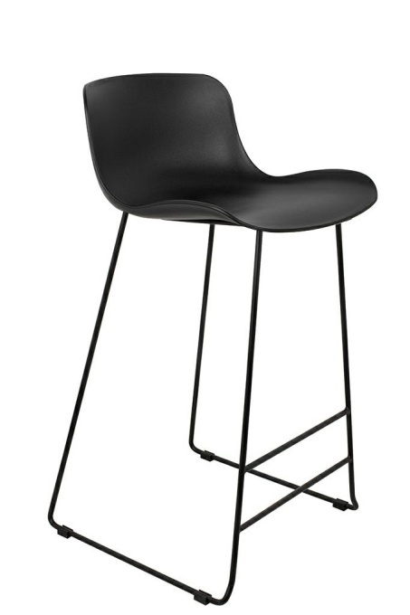 SCAUN DE BAR COMA 66, NEGRU, CONFECTIONAT DIN POLIPROPILENA SI METAL, STIL MODERN