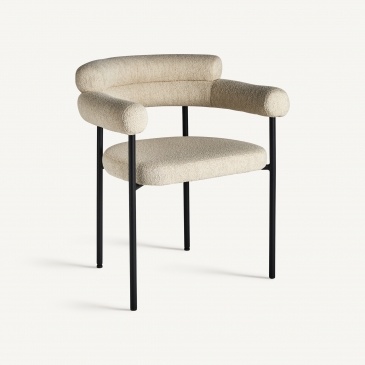 SCAUN DINING ALBULA, CREM/NEGRU, REF. 33583, PRELUCRAT MANUAL, CONFECTIONAT DIN METAL, SPUMA SI TEXTIL, STIL MODERN
