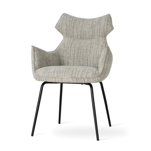 SCAUN DINING BUTARO, LATTE/NEGRU, CONFECTIONAT DIN TAPITERIE DIN TEXTIL, SPUMA SI PICIOARE DIN METAL, STIL MODERN
