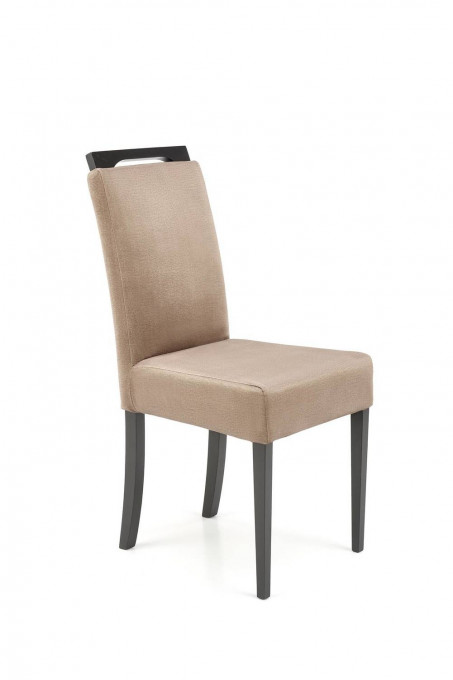 SCAUN DINING CLARION 2, BEJ MONOLITH 09/NEGRU, CU TAPITERIE DIN STOFA FINA SI PICIOARE DIN LEMN MASIV, STIL CLASIC
