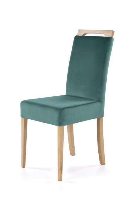 SCAUN DINING CLARION, VERDE MONOLITH 37/STEJAR, CU TAPITERIE DIN STOFA FINA SI PICIOARE DIN LEMN MASIV, STIL CLASIC