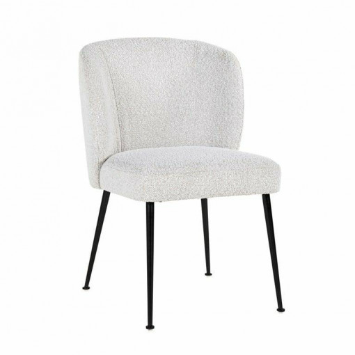 SCAUN DINING FALLON, ALB/NEGRU, TAPITERIE DIN TEXTIL PLUSAT SI PICIOARE DIN METAL, STIL MODERN