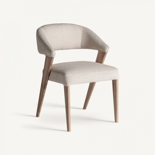 SCAUN DINING MOENA, MARO DESCHIS, REF. 35851, PRELUCRAT MANUAL, CONFECTIONAT DIN LEMN DE STEJAR SI TEXTIL, STIL MODERN