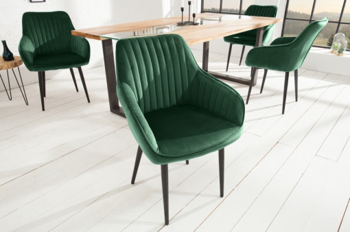SET 2 SCAUNE, VERDE SMARALD, TURIN, TAPITAT IN CATIFEA VERDE, STIL MODERN