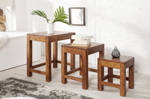 SET 3 MASUTE DE CAFEA/TABURETI, MONSOON, DESIGN VINTAGE