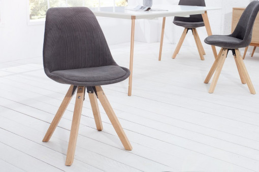 SET 4 SCAUNE NATURALE/GRI SCANDINAVIA CORD 38086 - DESIGN SCANDINAV