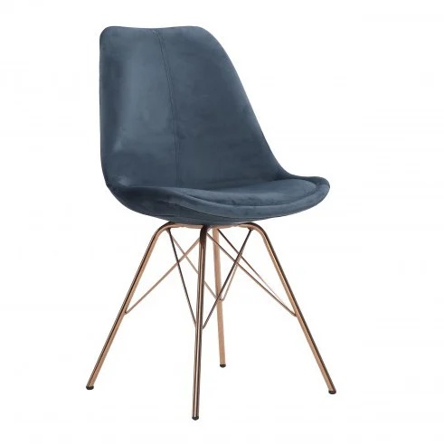 STOC 2 BUCATI!! SCAUN DINING ERIS ALBASTRU/AURIU, STIL MODERN