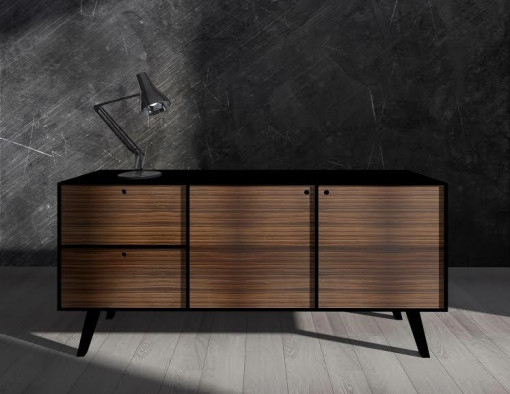 COMODA NORDIC BIG 3 NEGRU/NUC - DESIGN SCANDINAV