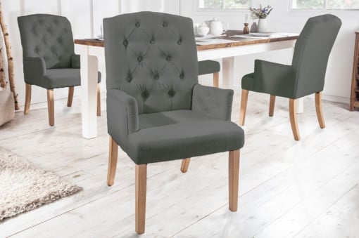SCAUN CLASIC DE DINING, CASTLE GRI, DIN LEMN SI TEXTIL, COD 40075