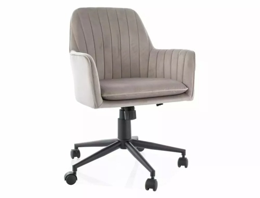 SCAUN DE BIROU PIVOTANT Q-886, BEJ INCHIS BLUVEL 40/NEGRU, TAPITERIE DIN CATIFEA SI PICIOR DIN METAL, STIL MODERN