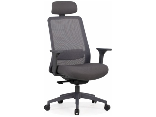 SCAUN DE BIROU, Q-718H GRI, FUNCTIE MULTIBLOCK, CU TAPITERIE DIN TEXTIL SI PLASA SI PICIOR DIN METAL, STIL MODERN