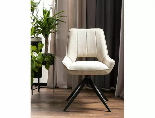 SCAUN PIVOTANT TELLO, BEJ DESCHIS 24/NEGRU MAT, TAPITERIE DIN STOFA BJORN SI PICIOARE DIN METAL, STIL MODERN