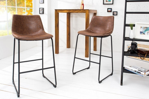 SET 2 SCAUNE DE BAR, MARO ANTIC, DJANGO, COD 37348, PIELE ECO, DESIGN VINTAGE