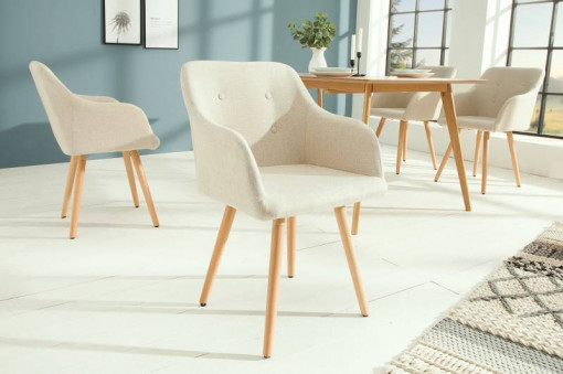 SET 2 SCAUNE, TEXTIL BEJ, SCANDINAVIA, DESIGN SCANDINAV
