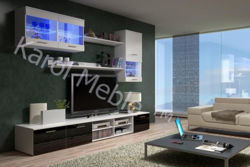 ANSAMBLU TV CU LEDURI BETA II KM NEGRU/ALB DESIGN MODERN
