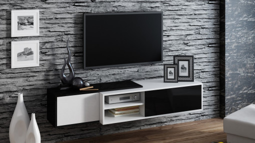 COMODA RTV LIVING SIGMA 1A NEGRU/ALB DESIGN MODERN CM