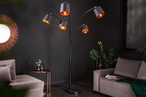 LAMPADAR ORIENTABIL LEVEL 202CM NEGRU/AURIU, DESIGN MODERN