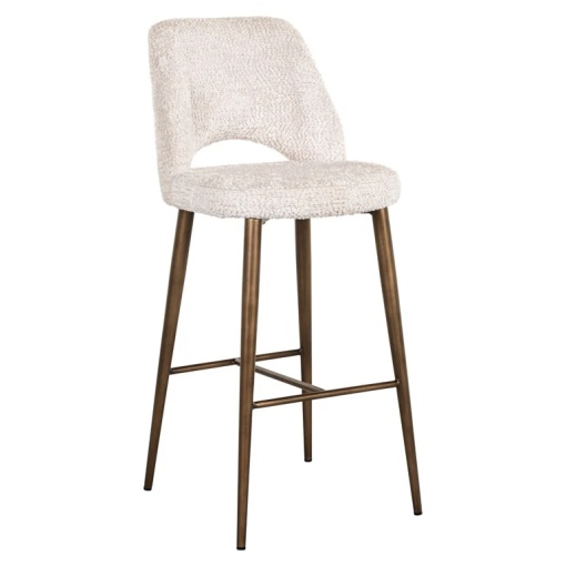 SCAUN DE BAR DELPHINE LOVELY CREAM, S4627, CONFECTIONAT DIN 100% POLIESTER SPUMA SI METAL, RICHMOND INTERIORS