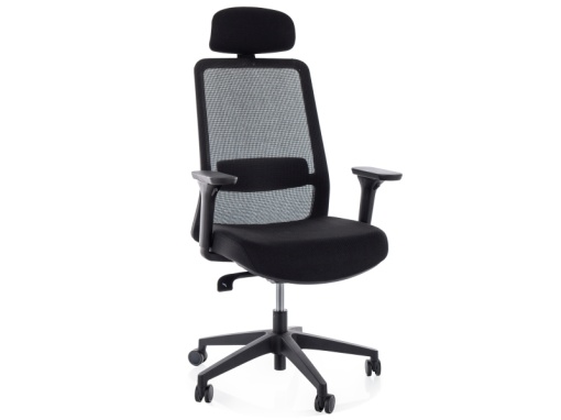 SCAUN DE BIROU, Q-718H NEGRU, FUNCTIE MULTIBLOCK, CU TAPITERIE DIN TEXTIL SI PLASA SI PICIOR DIN METAL, STIL MODERN