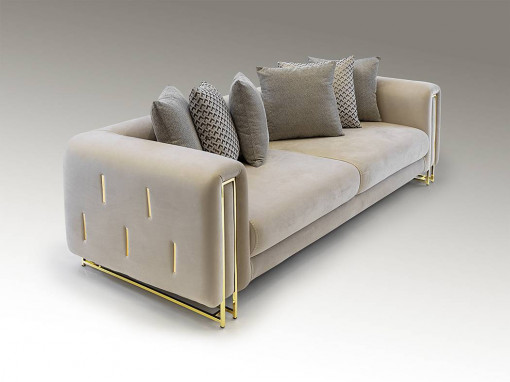 CANAPEA DE LUX, VIENA, 8831033, 3 LOCURI, BEJ/CROM, DESIGN MODERN