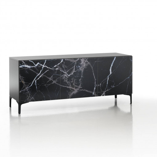 COMODA/BUFET 165CM, KIM BLACK, COD 4969, STIL MODERN, REALIZATA DIN METAL SI PANOURI ECO
