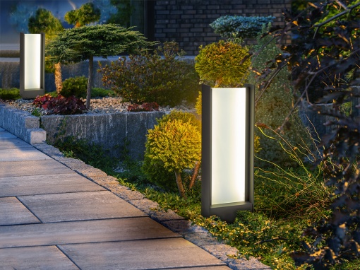LAMPADAR EXTERIOR MATIA, 50 CM, GRI INCHIS/OPAL, DIN ALUMINIU SI STICLA, STIL MODERN