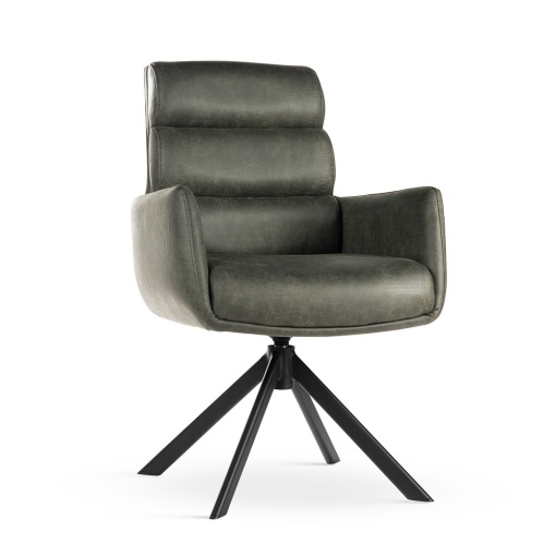 SCAUN PIVOTANT, CIPHER VERDE/NEGRU/BULL156, TAPITERIE DIN PIELE ECOLOGICA, SPUMA, ARCURI SI METAL, STIL MODERN