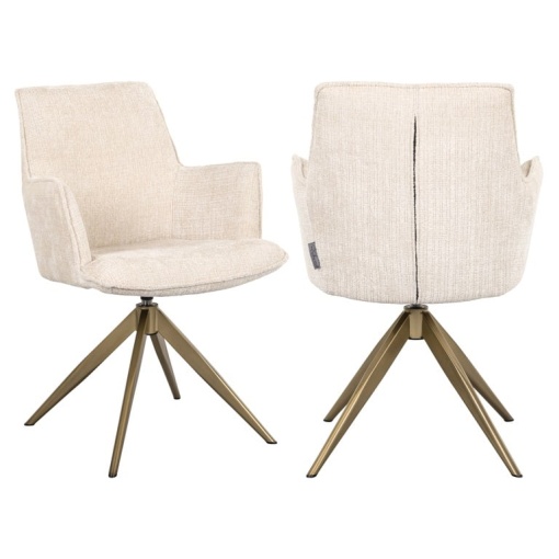 SCAUN ROTATIV ZENDAYA S4754, BEIGE CHENILLE NIAGARA 902, CONFECTIONAT DIN 100% POLIESTER, SPUMA SI METAL, RICHMOND INTERIORS