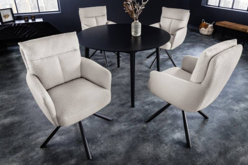 SET 2 SCAUNE ROTATIVE, BIG GEORGE BEJ, TEXTIL BOUCLE, ASPECT RETRO, ARTIM GROUP SELECTION