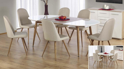 SET DINING MASA EXTENSIBILA EDWARD CU 6 SCAUNE K214 DESIGN MODERN