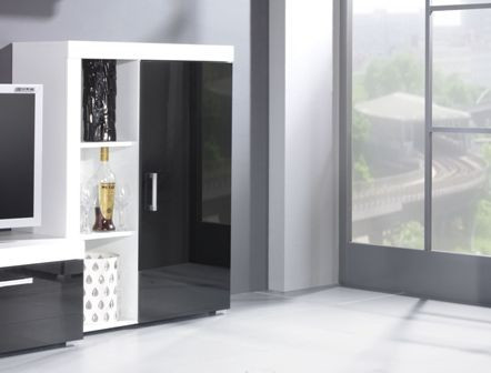VITRINA LIVING SAMBA REG3 ALB/NEGRU DESIGN MODERN CM