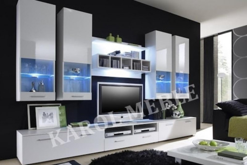 ANSAMBLU TV CU LEDURI ALFA II KM ALB HIGH GLOSS DESIGN MODERN