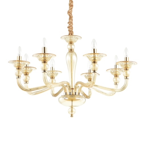 CANDELABRU DANIELI SP8, AMBER, DIN STICLA, STIL MODERN
