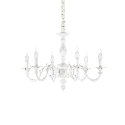 CANDELABRU JUSTINE SP6, ALB, DIN METAL, STIL CLASIC