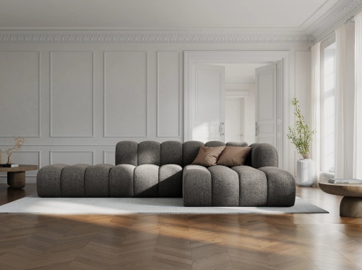 COLTAR MODULAR LUPIN, DREAPTA, 5 LOCURI, 294 CM, GRI 16, TAPITERIE CHENILLE, DESIGN DEOSEBIT