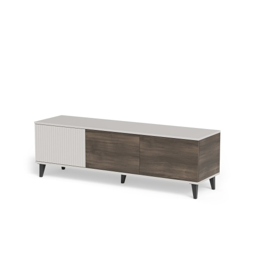 COMODA TV RANDOM 2 RTV-1, 150X47 CM, CASMIR/NUC/NEGRU, DIN MDF FURNIRUIT, POLIPROPILENA SI METAL, STIL MODERN