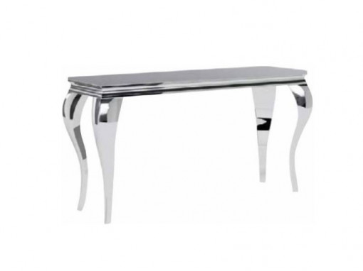 CONSOLA PRINCE C, 120 CM, NEGRU/CROM, BLAT DIN STICLA SECURIZATA SI CADRU DIN METAL, STIL MODERN