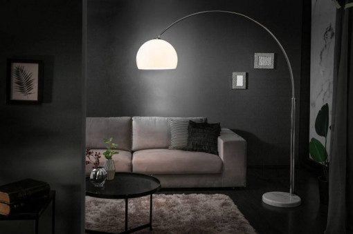 LAMPADAR BIG BOW ALB/ARGINTIU 175/205 CM COD 19694 DESIGN MODERN