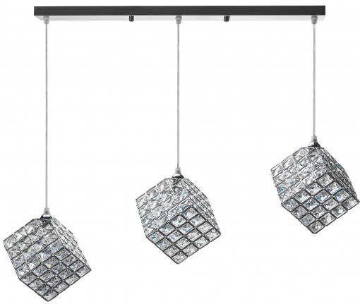 LUSTRA GLAMOR CUBE APP723-3CP, 12X12 cm, CROM ARGINTIU, DIN METAL CROMAT SI STICLA, STIL MODERN, TU