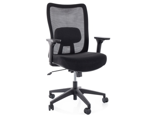 SCAUN DE BIROU, Q-724 NEGRU, FUNCTIE MULTIBLOCK, CU TAPITERIE DIN TEXTIL SI PLASA SI PICIOR DIN METAL, STIL MODERN