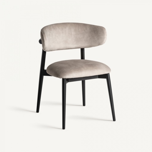 SCAUN DINING ZELL, BEJ SI NEGRU, REF. 33325, PRELUCRAT MANUAL, CONFECTIONAT DIN LEMN DE ARTAR, SPUMA SI TEXTIL, STIL MODERN