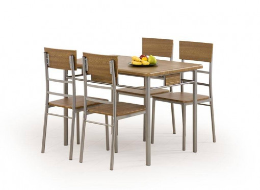SET DINING - MASA NATANIEL, 110 CM+ 4 SCAUNE, NUC/CROM, STIL CLASIC